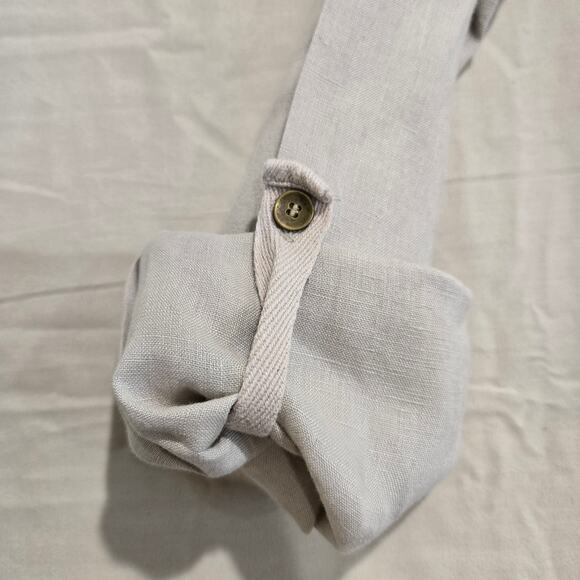 Adrienne Vittadini 100% Linen Roll-tab Sleeve Tunic Top Boho Festival Size M - Picture 7 of 12